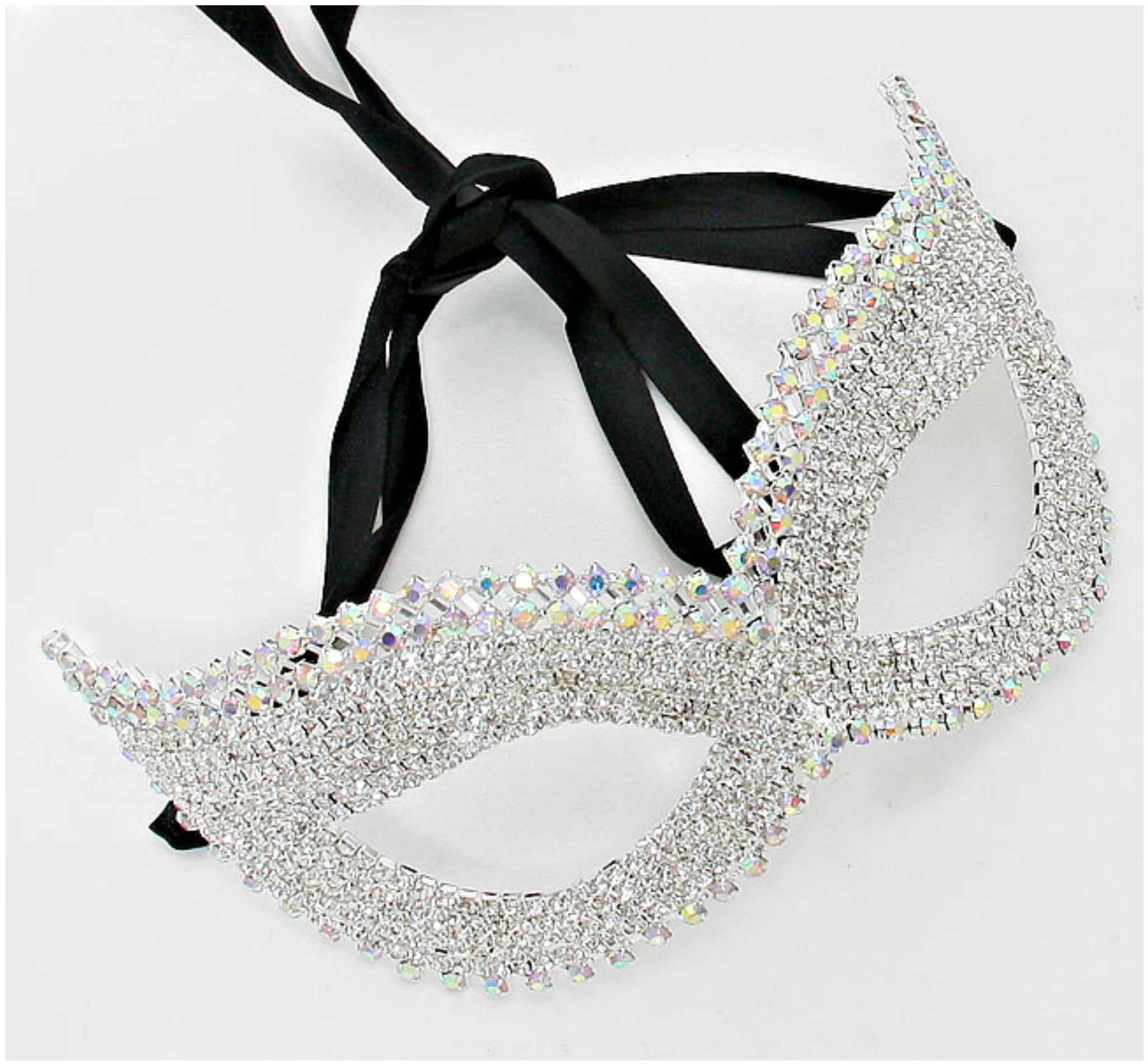 Juleen Cluster Statement Cat Eye Masquerade Mask | Silver | Crystal - Beloved Sparkles
- 3